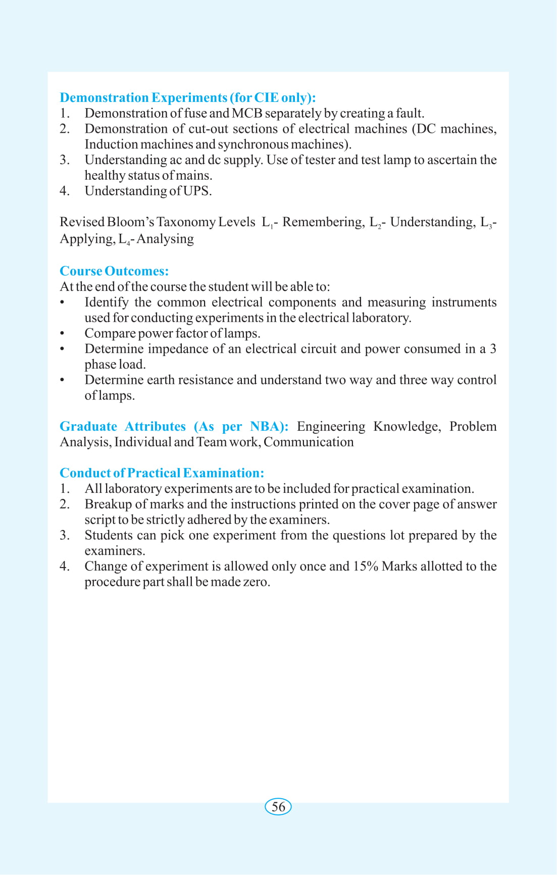 Basic Electrical Engineering Laboratory : Semester-1&2 : VTU Syllabus ...